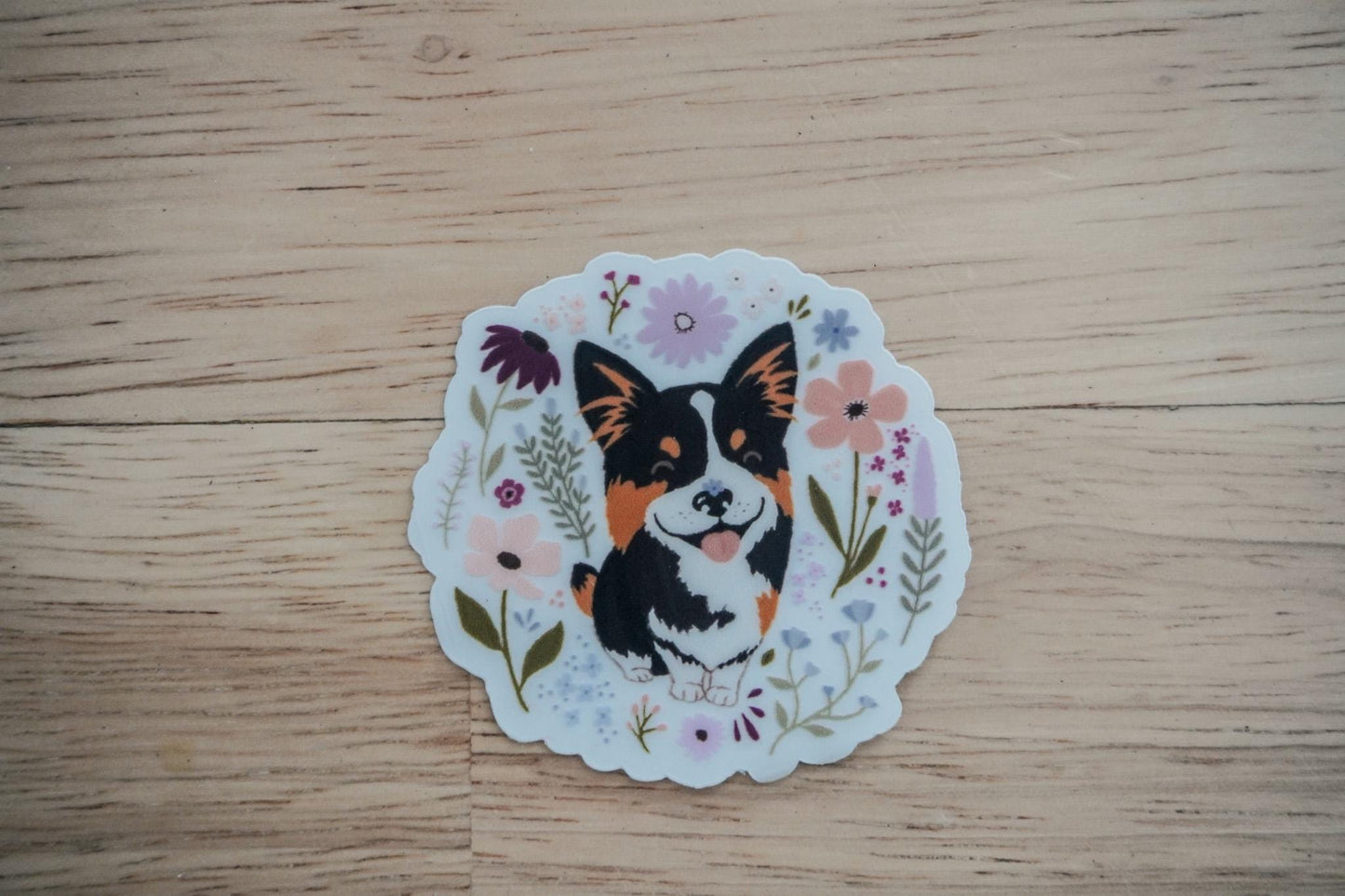 Floral Corgi Sticker