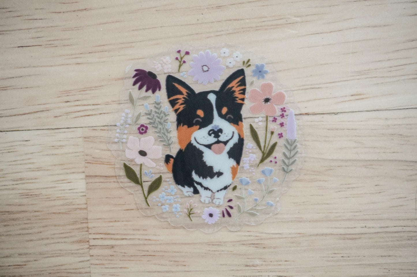 Floral Corgi Sticker