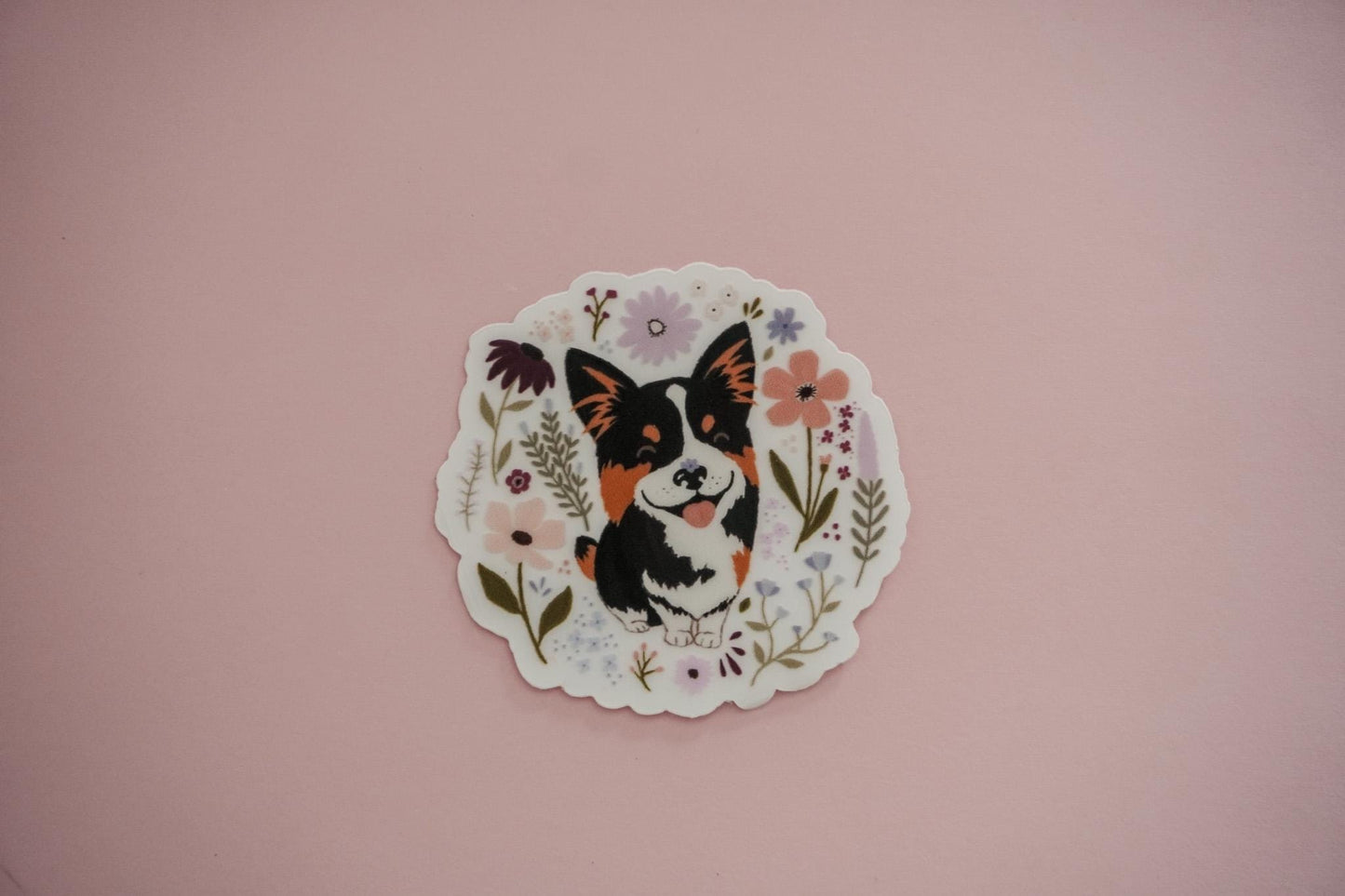 Floral Corgi Sticker