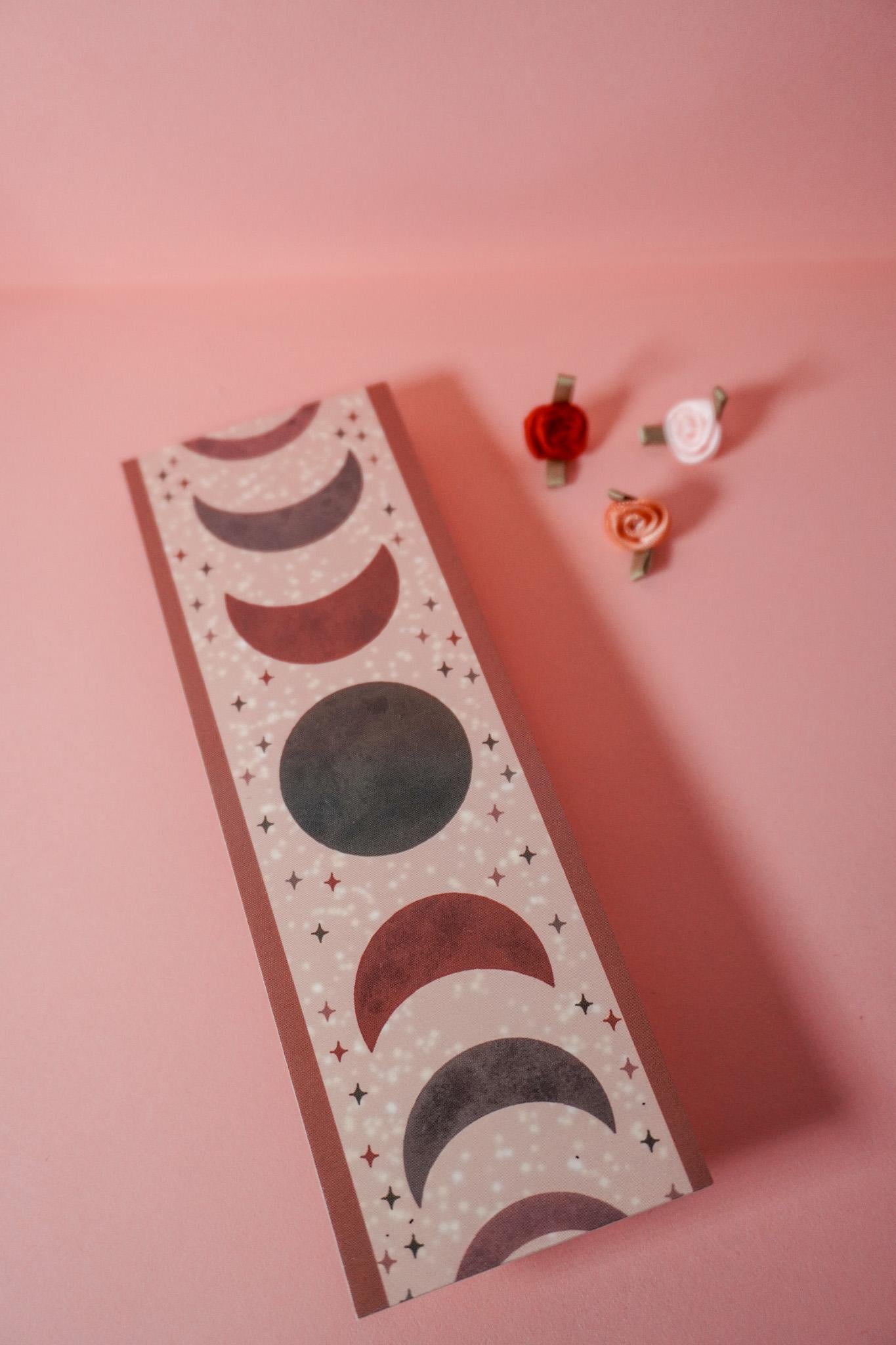 Celestial Moon Phase Bookmark | Witchy Bookmark | Starry Galaxy Bookmark | Lunar Phases Book Lover Gift | Astrology Stationery