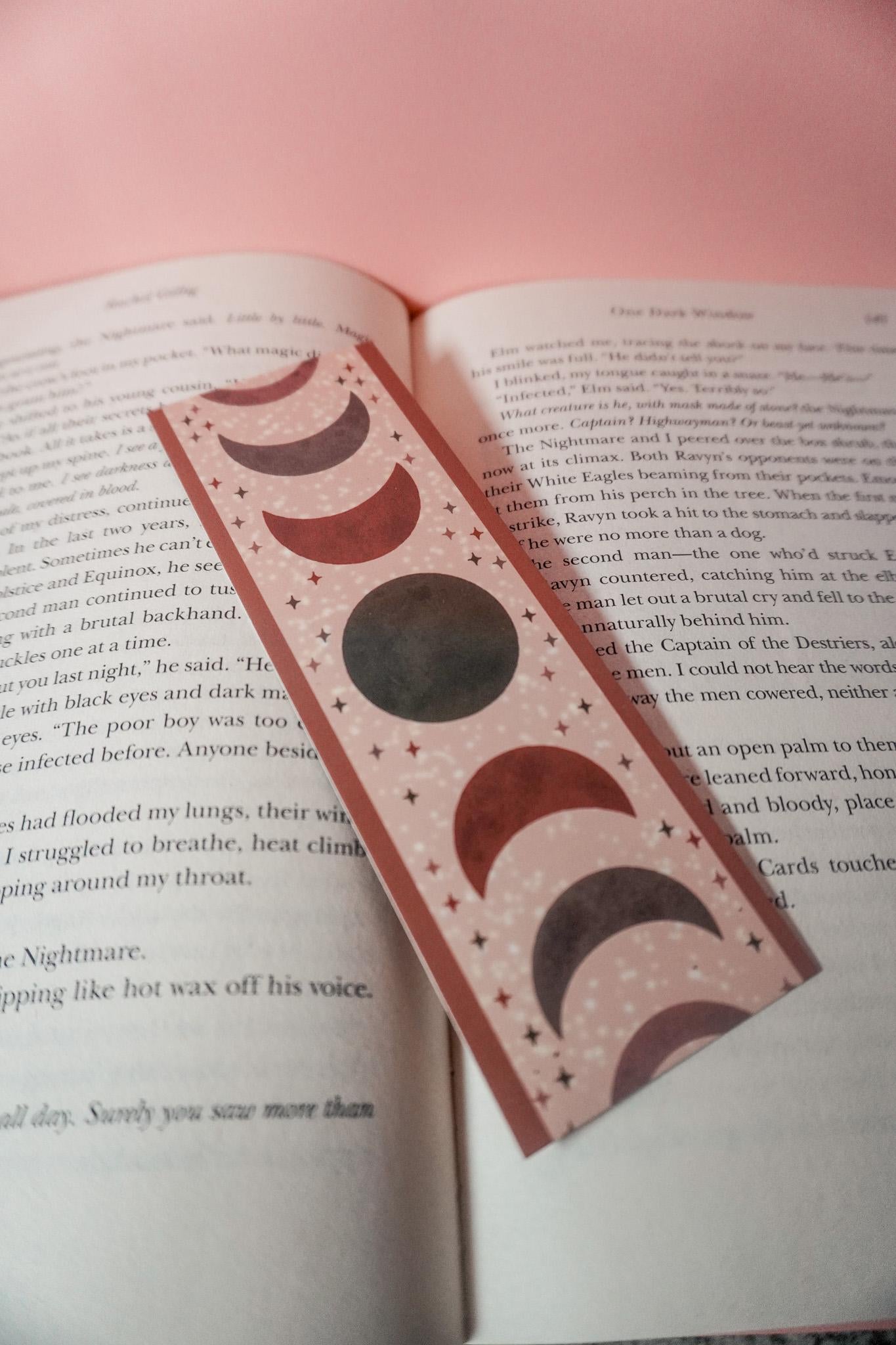Celestial Moon Phase Bookmark | Witchy Bookmark | Starry Galaxy Bookmark | Lunar Phases Book Lover Gift | Astrology Stationery